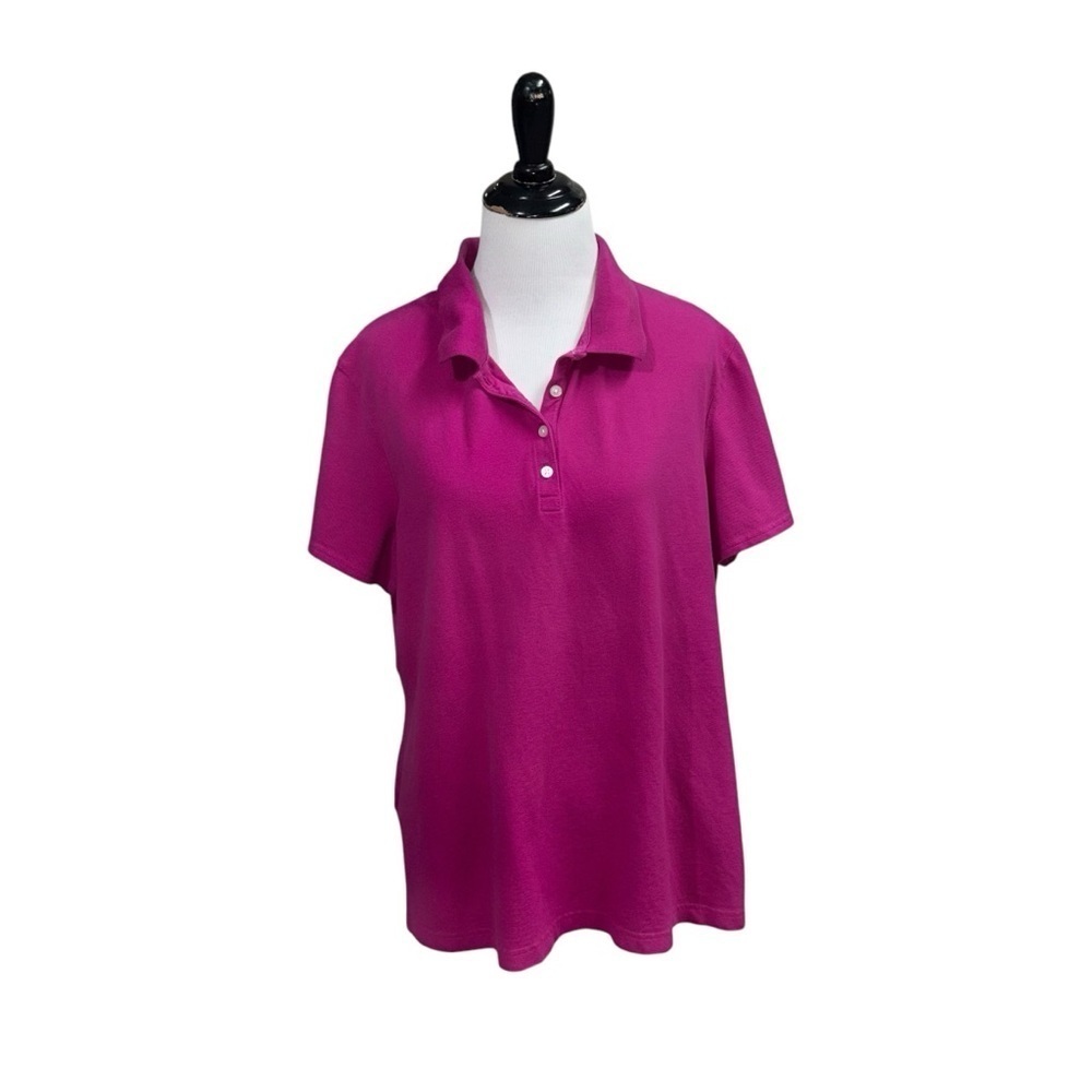 Riders by Lee Women's XXL Polo Shirt Short Sleeve Hot Pink Cotton Fits Smaller